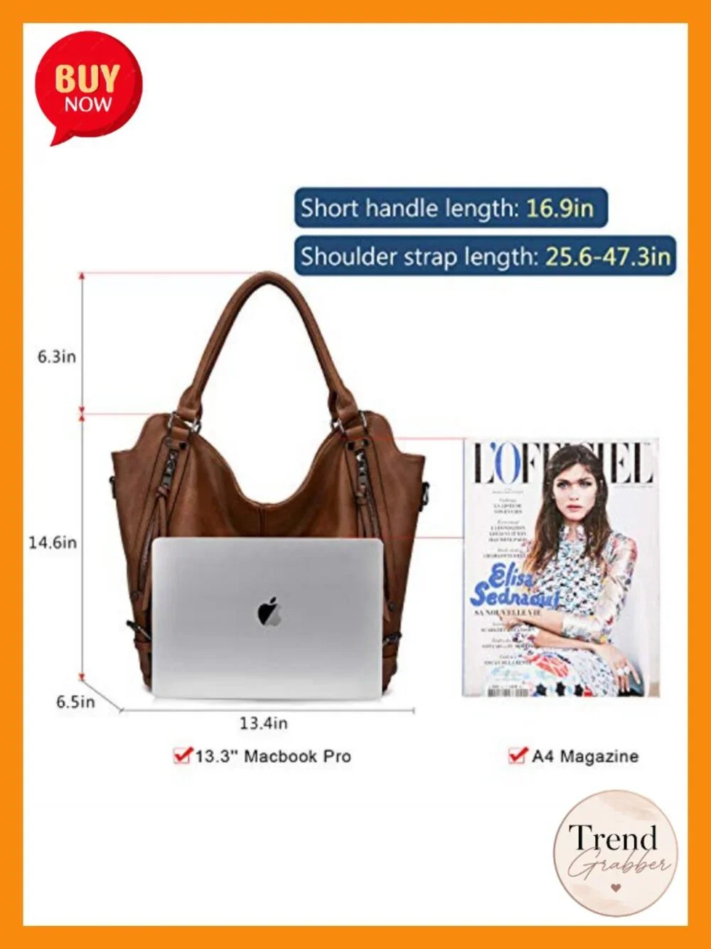 PU Leather Large Hobo Tote Shoulder Bag Adjustable Strap